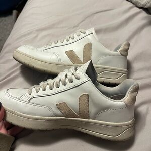 Cream and White Veja Sneakers
